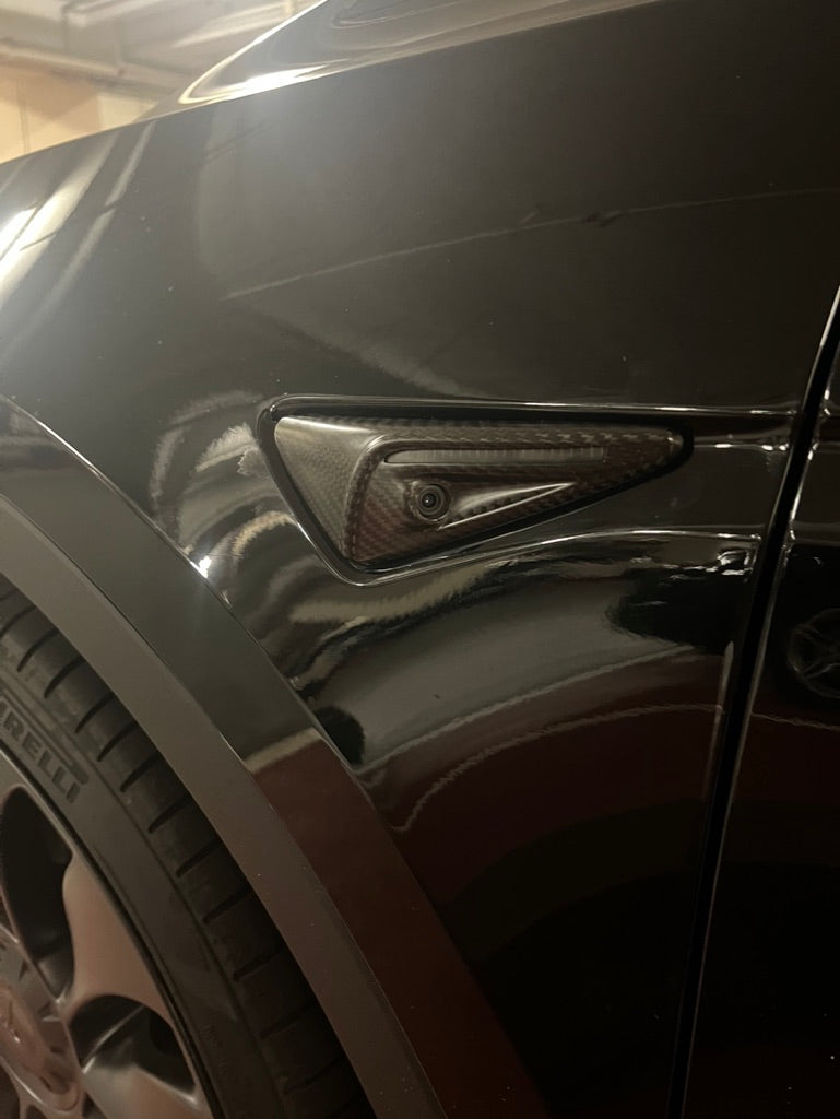 Model 3/Y 真碳纖維攝影機方向燈罩(磨砂碳纖維)