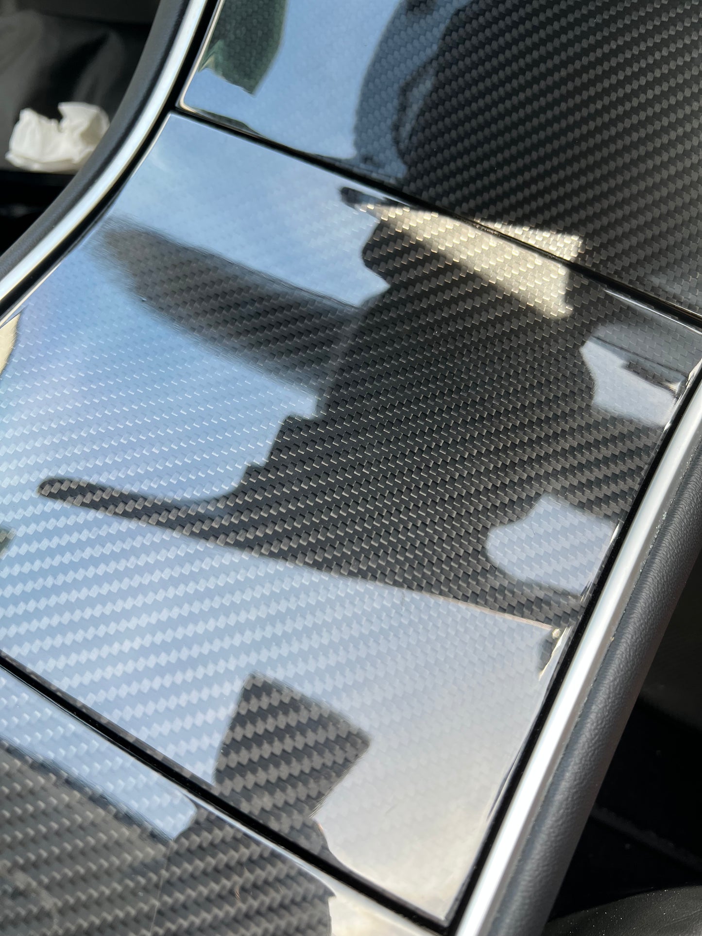2017-2020 Model 3 乾碳中控台裝飾蓋(亮光碳纖維)