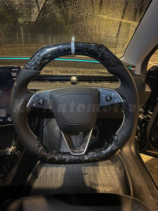 Model 3 亮光碳纖維方向盤（打孔皮革）- 僅限方向盤