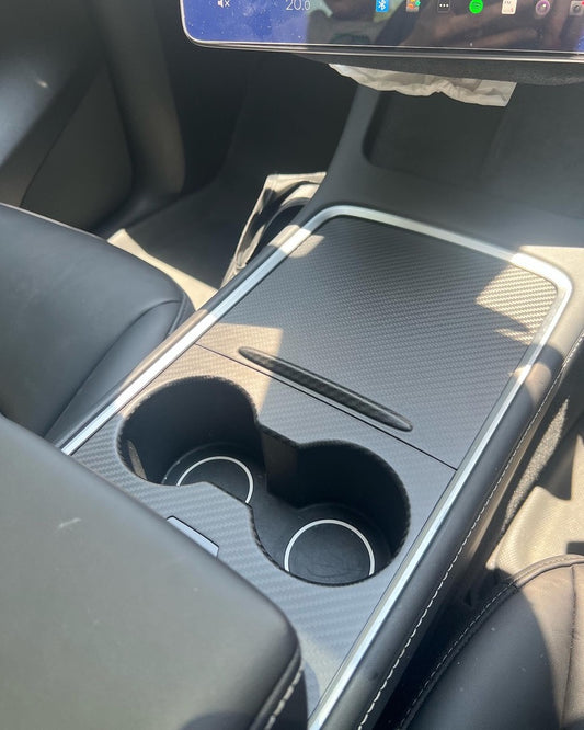 2021+ Model 3/Y Dry Carbon Center Console Trim Cover (Matte Carbon Fiber)